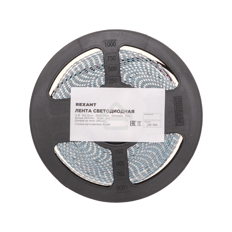 Лента светодиодная 12В, SMD2835, 19,2Вт/м, 240 LED/м, 4000K, 10мм, 5м,IP20 Rexant