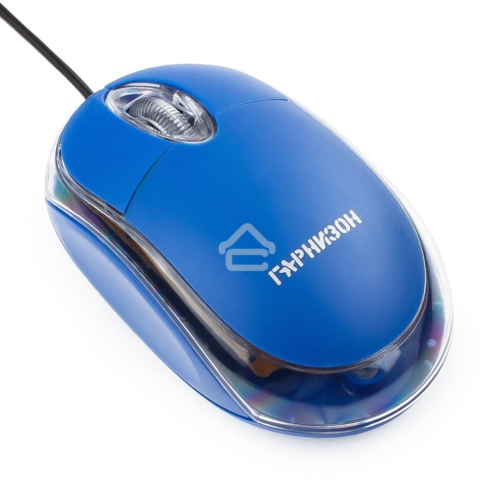 Мышь проводная Гарнизон GM-100B синий, 1000 dpi, USB, кнопки - 3