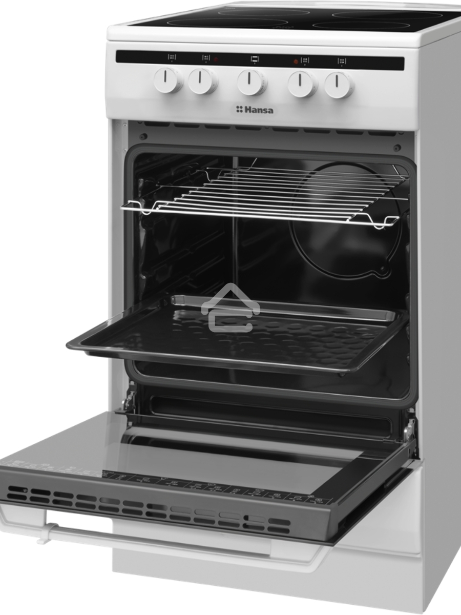 Плита электрическая Hansa FCCW54002 белый, конфорок 4 шт, духовка 68 л, 50 см x 85 см x 60 см