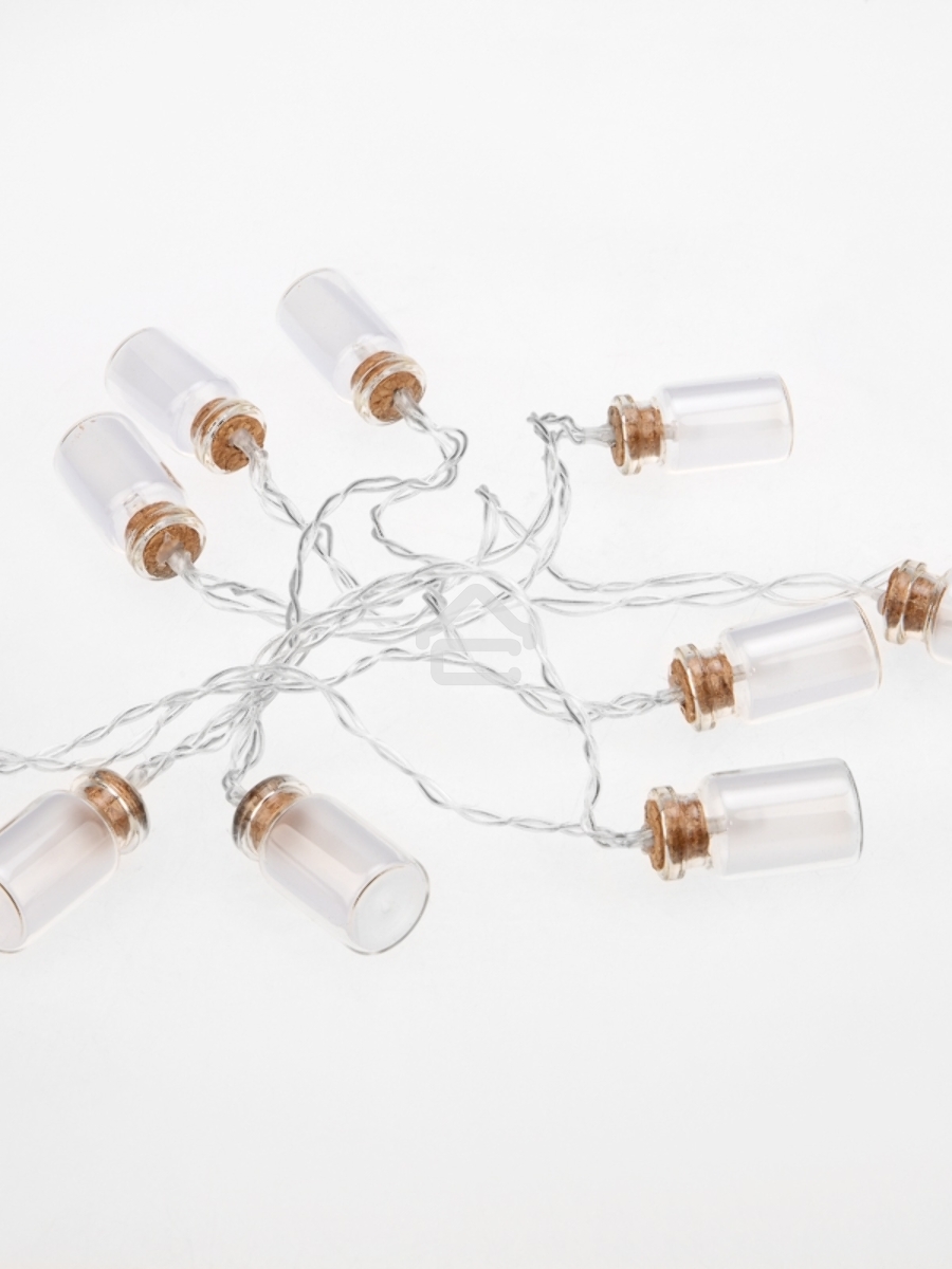 Гирлянда светодиодная «Баночки» 1.5 м, 10 LED, прозрачный ПВХ, цвет свечения теплый белый, 2 х АА (батарейки не в комплекте) NEON-NIGHT