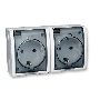 Розетка SIMON 15 Aqua 1594433-030  2-я с заземлением белая с крышкой наружная IP54