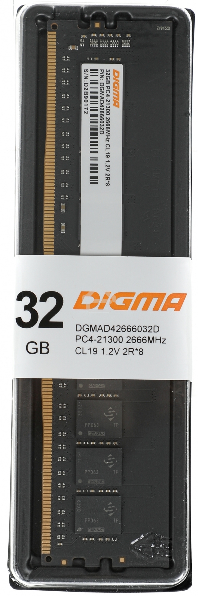 Оперативная память Digma, DDR4, 32GB (1x32 GB), 2666 MHz, CL19, DIMM