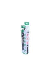 Бытовой удлинитель PowerCube, 4р с/з вык.,3USB, 3500 Вт, 16А, 1.9 м, 3*1,0 (черный) PC-7B-2M