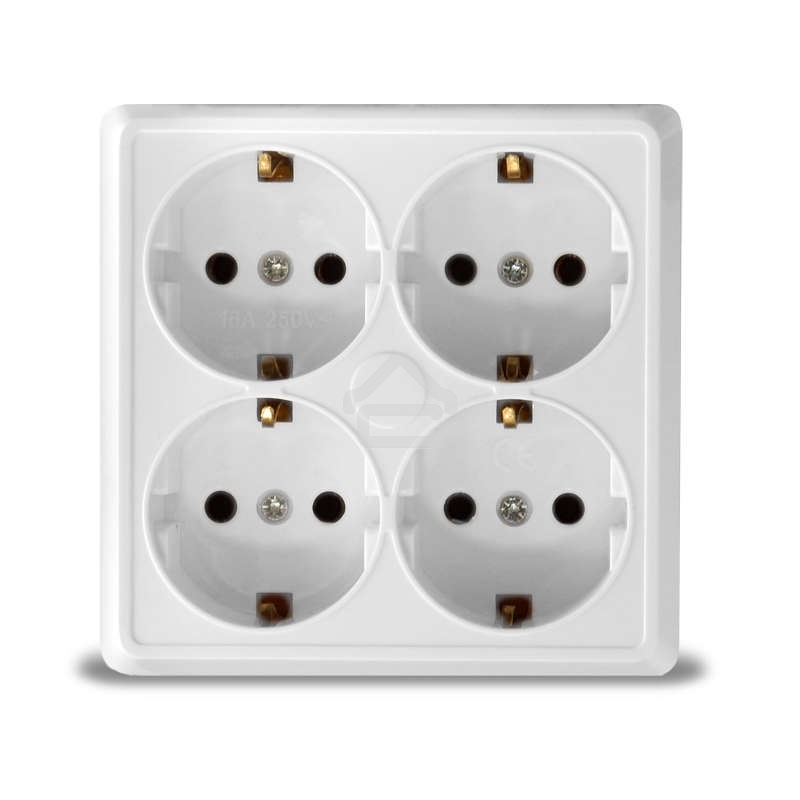 Розетка 4-м ОП Олимп с заземл. квадрат белый UNIVersal 1165