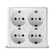 Розетка 4-м ОП Олимп с заземл. квадрат белый UNIVersal 1165