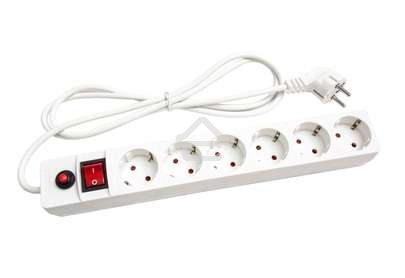 Удлинитель с сетевым фильтром 6х10 м с заземл. 10А IP20 защ. шторки ПВС 3х0.75 белый, UNIVersal 967U-3010