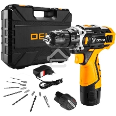 Дрель-шуруповерт аккумуляторная Deko DKCD12FU-Li SET3, 12В, 2АКБ, Кейс