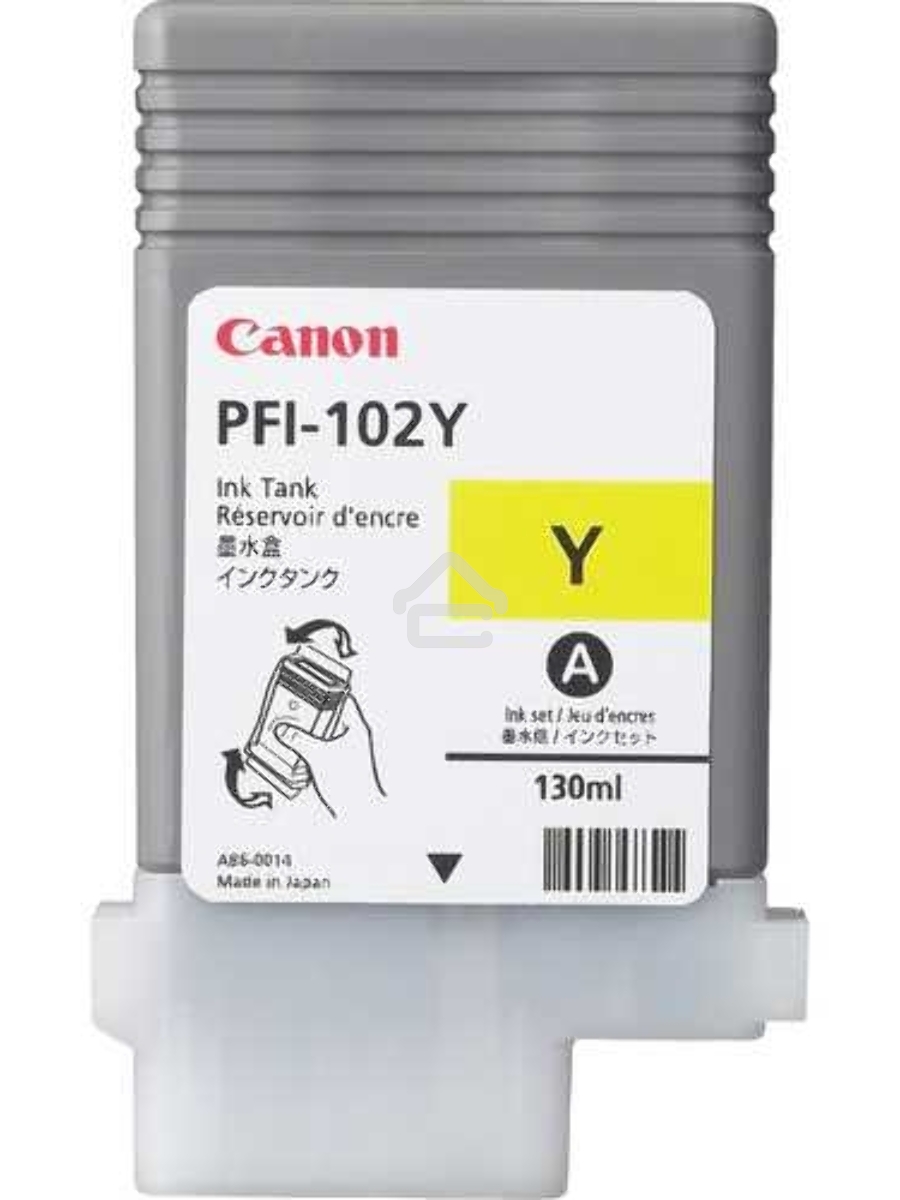 Картридж струйный Canon PFI-102Y (0898B001) желтый, 130 мл., для imagePROGRAF iPF605, iPF610., iPF650, iPF655, iPF710, iPF750, iPF755, LP17, iPF510