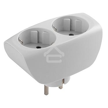 Тройник ЭРА SP-2e-W 2 гнезда, с заземлением, со шторками, белый