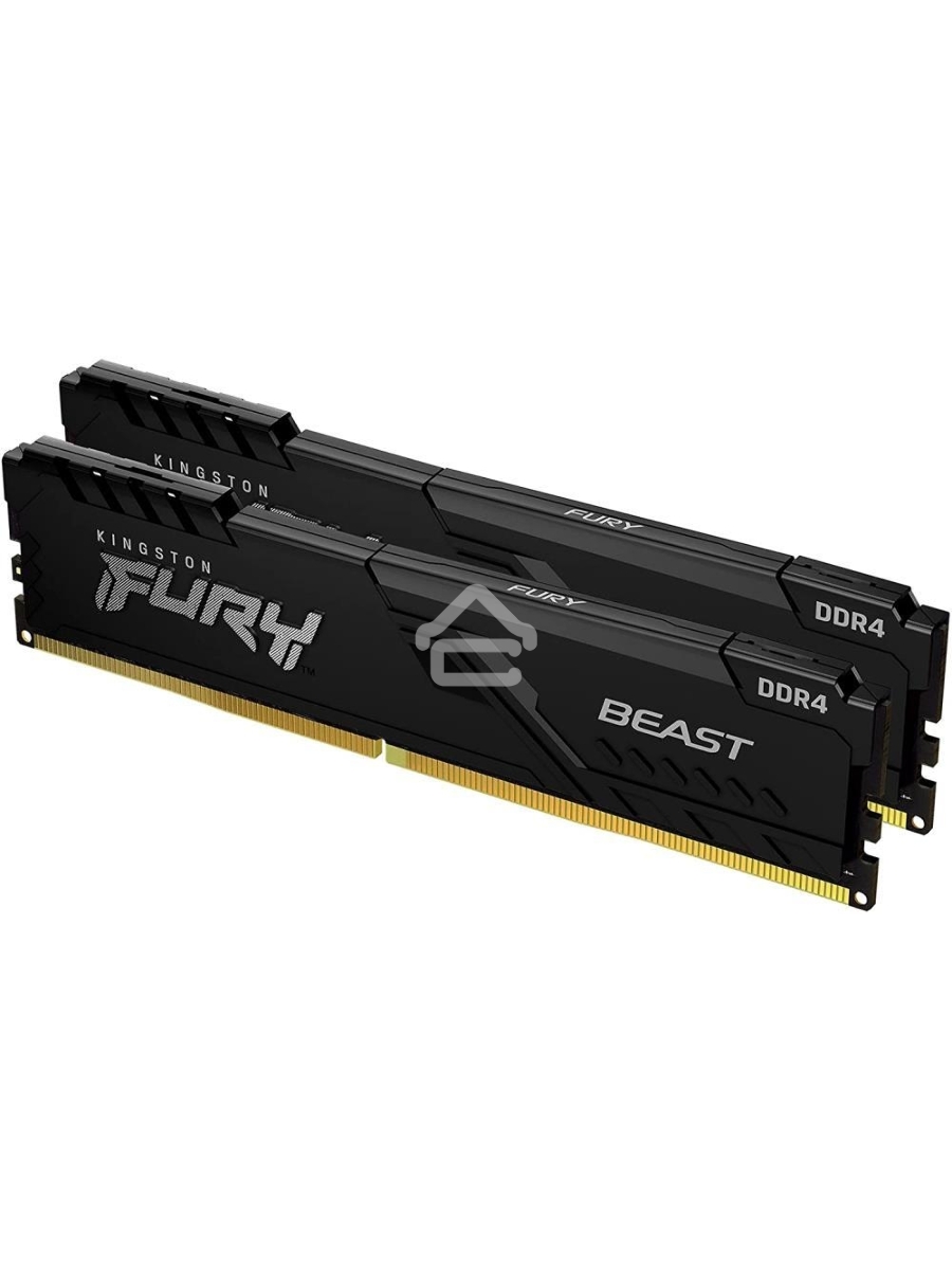 Оперативная память Kingston Fury Beast, DDR4, 32GB (2x16GB), 3600MHz, CL18, DIMM, с радиатором, черный