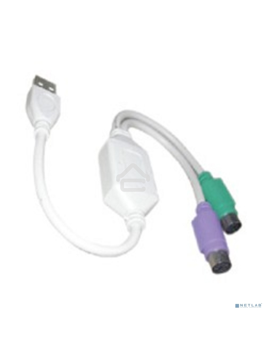 Кабель AM-2xPS/2 0.1м VCOM USB->2xPS/2 (адаптер для подключения PS/2 клавиатуры и мыши к USB порту), VUS7057