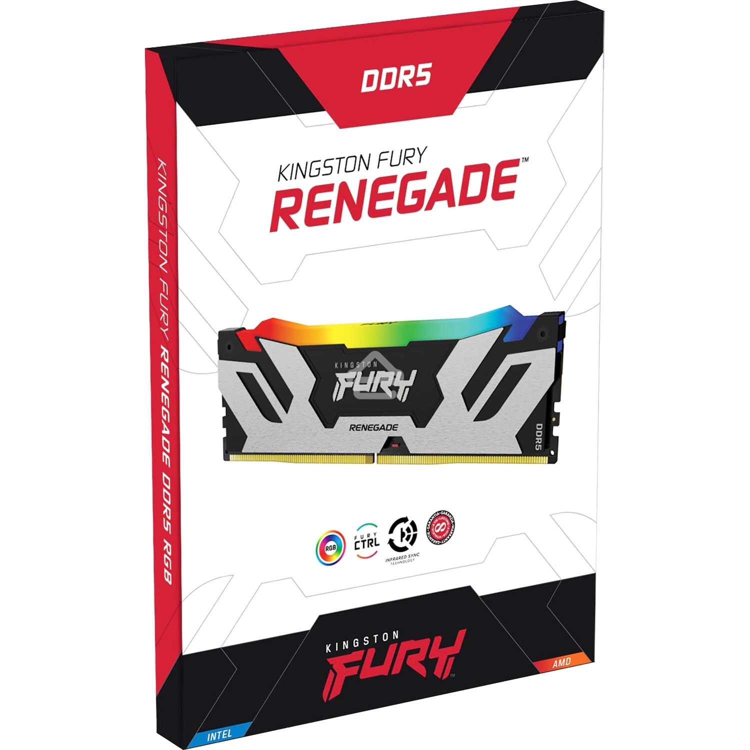 Оперативная память Kingston Fury Renegade, DDR5, 16GB (1x16GB), 6800MHz, CL36, DIMM, радиатор, RGB, серебристый