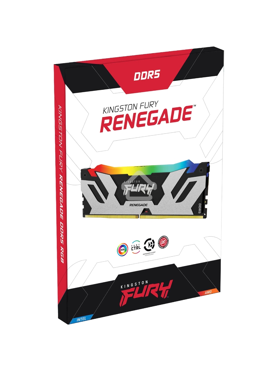 Оперативная память Kingston Fury Renegade, DDR5, 16GB (1x16GB), 6800MHz, CL36, DIMM, радиатор, RGB, серебристый