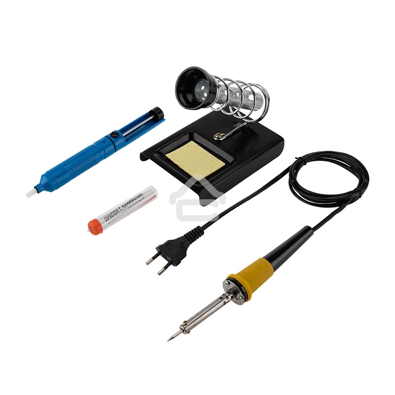 Набор для пайки Rexant №4 (паяльник 30 Вт, оловоотсос, подставка, припой, губка)