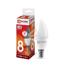 Лампа светодиодная LED-СВЕЧА-VC 8Вт 230В E14 6500К 720лм IN HOME 4690612024806