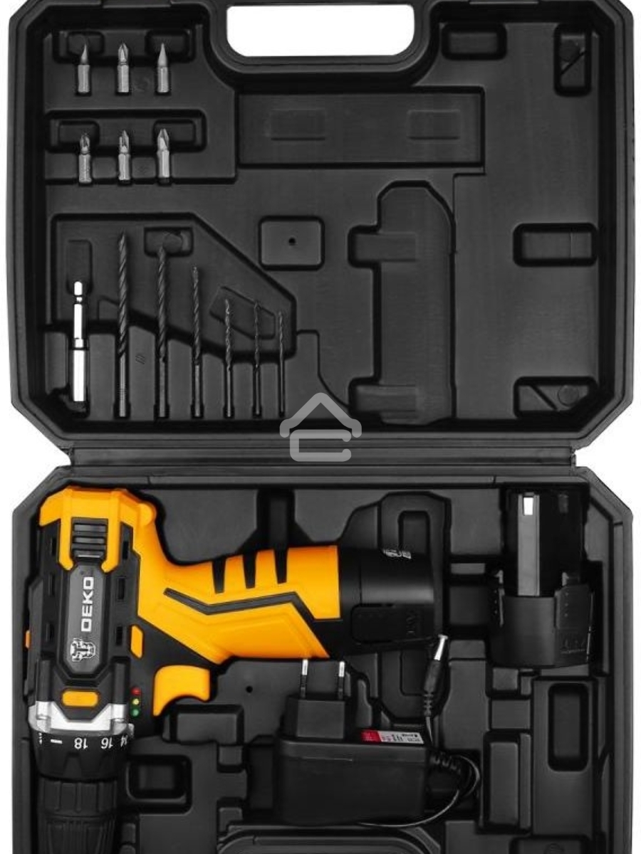 Дрель-шуруповерт Deko DKCD12FU-Li SET3 063-4173, Аккумуляторная, 12В, 2АКБ, Кейс