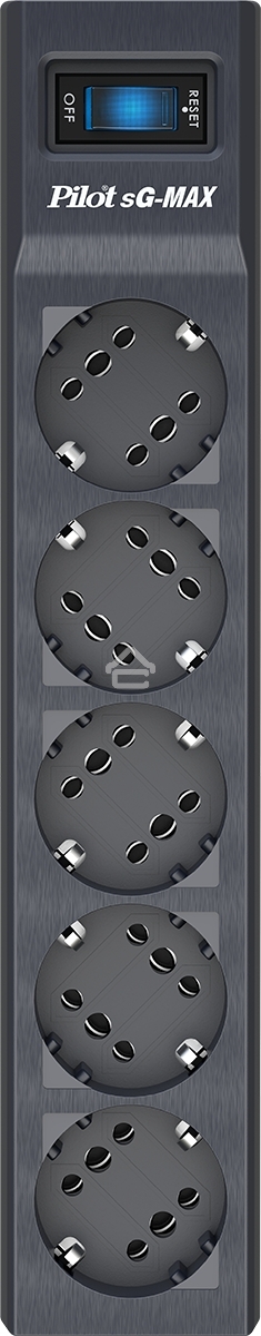 Сетевой фильтр Pilot sG-Max 5 outlets (GP), 15А/3.3 kVt, automatic circuit-breaker, 10 m, gfaphite
