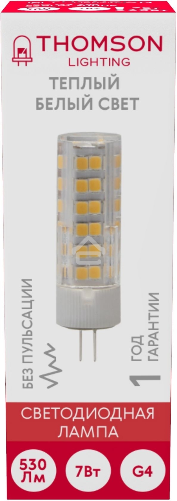 Лампа светодиодная Thomson TH-B4232 7Вт цок.: G4 капсул. 220B 3000K св. свеч. бел. теп. (упак.: 1 шт)