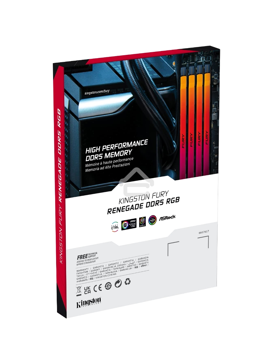 Оперативная память Kingston Fury Renegade, DDR5, 16GB (1x16GB), 6800MHz, CL36, DIMM, радиатор, RGB, серебристый