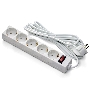 Удлинитель ExeGate EC-5-1.8W (EX279361RUS), белый, 1,8 м, евровилка с заземлением, 5 евророзеток с заземлением, 2200 Вт