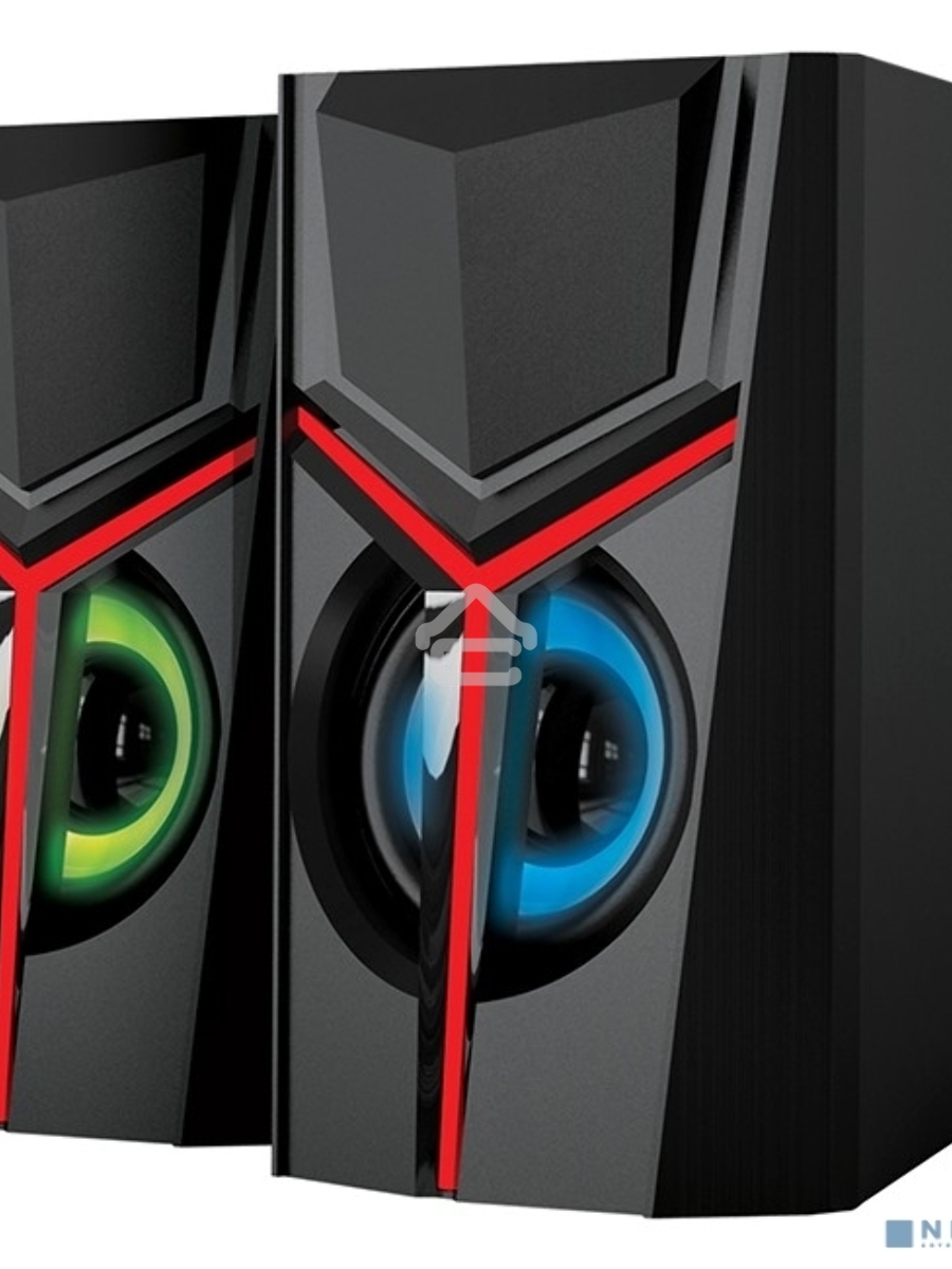 Колонки 2.0 Qumo TRON AS007, 10 ВТ, объемное звучание, RGB подсветка, USB+Jack 3,5мм