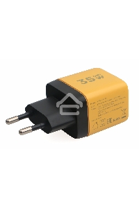 Зарядное устройство с дисплеем Cablexpert MP3A-PC-53, 35Вт GaN, QC3.0/PD3.0, 1хUSB, 1хType-C, желтый, коробка