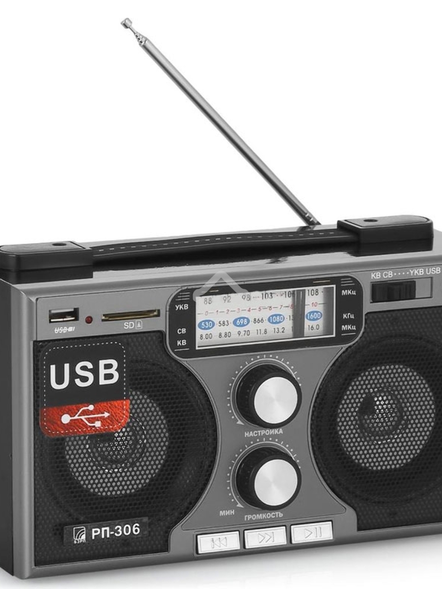 Радиоприемник портативный Сигнал БЗРП РП-306 черный USB SD