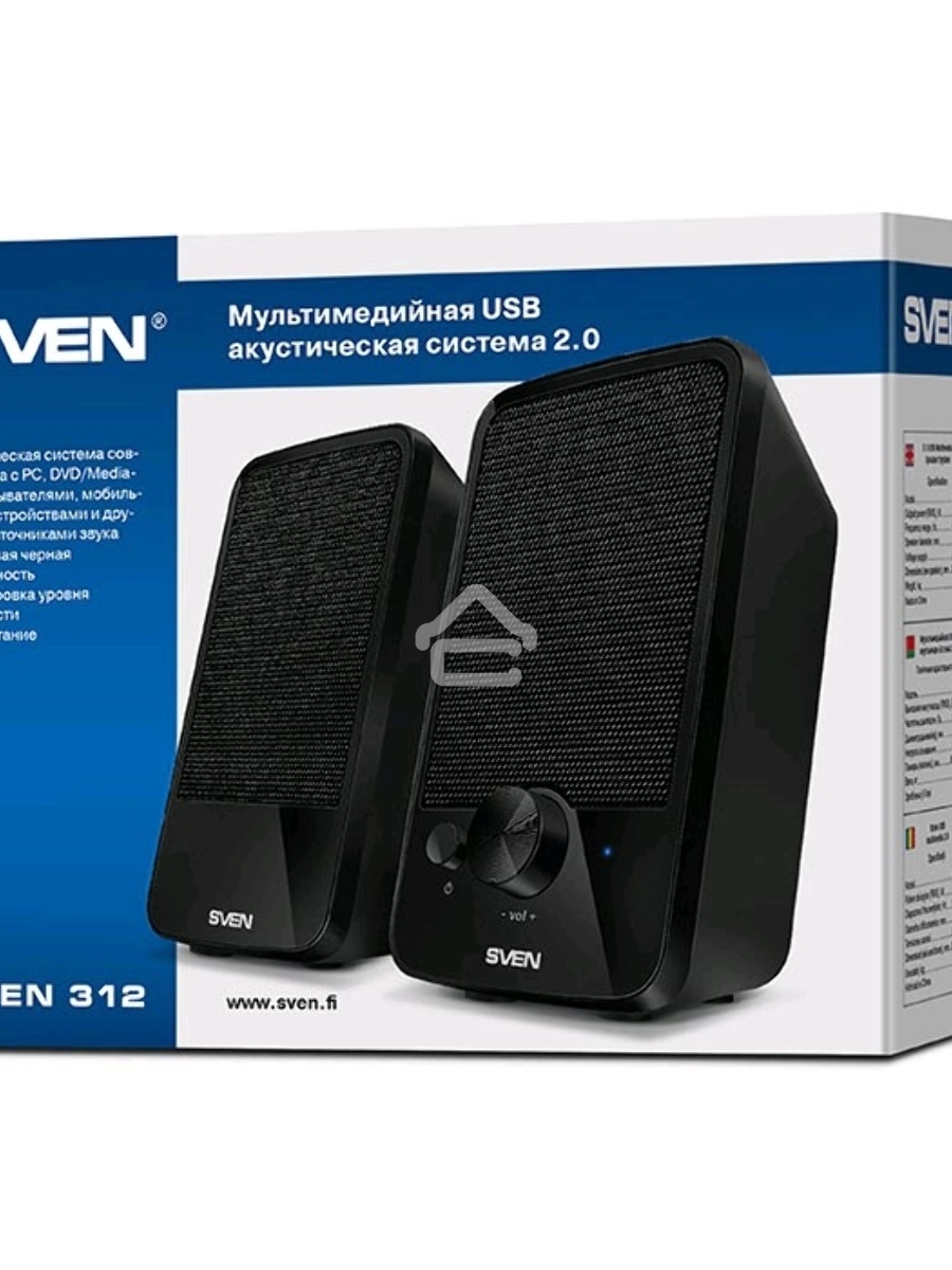 Колонки SVEN 312, черный {2.0, 100 – 20 000 Гц, 4Вт}
