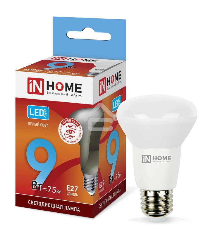 Лампа светодиодная LED-R63-VC 9Вт 230В E27 4000К 810лм IN HOME 4690612024325