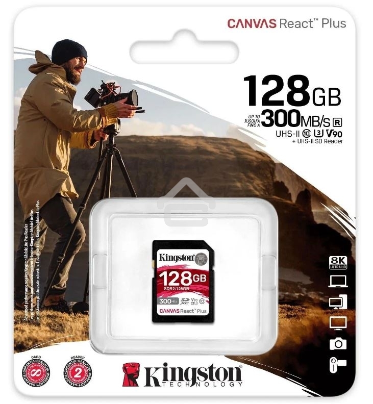 Флеш карта Kingston 128Gb Canvas React Plus SDXC UHS-II 300R/260W U3 V90