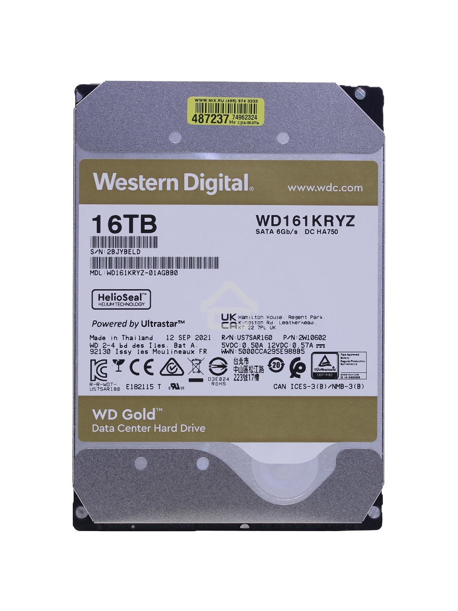 Жесткий диск Western Digital SATA 16TB 7200RPM 6GB/S 512MB GOLD WD161KRYZ