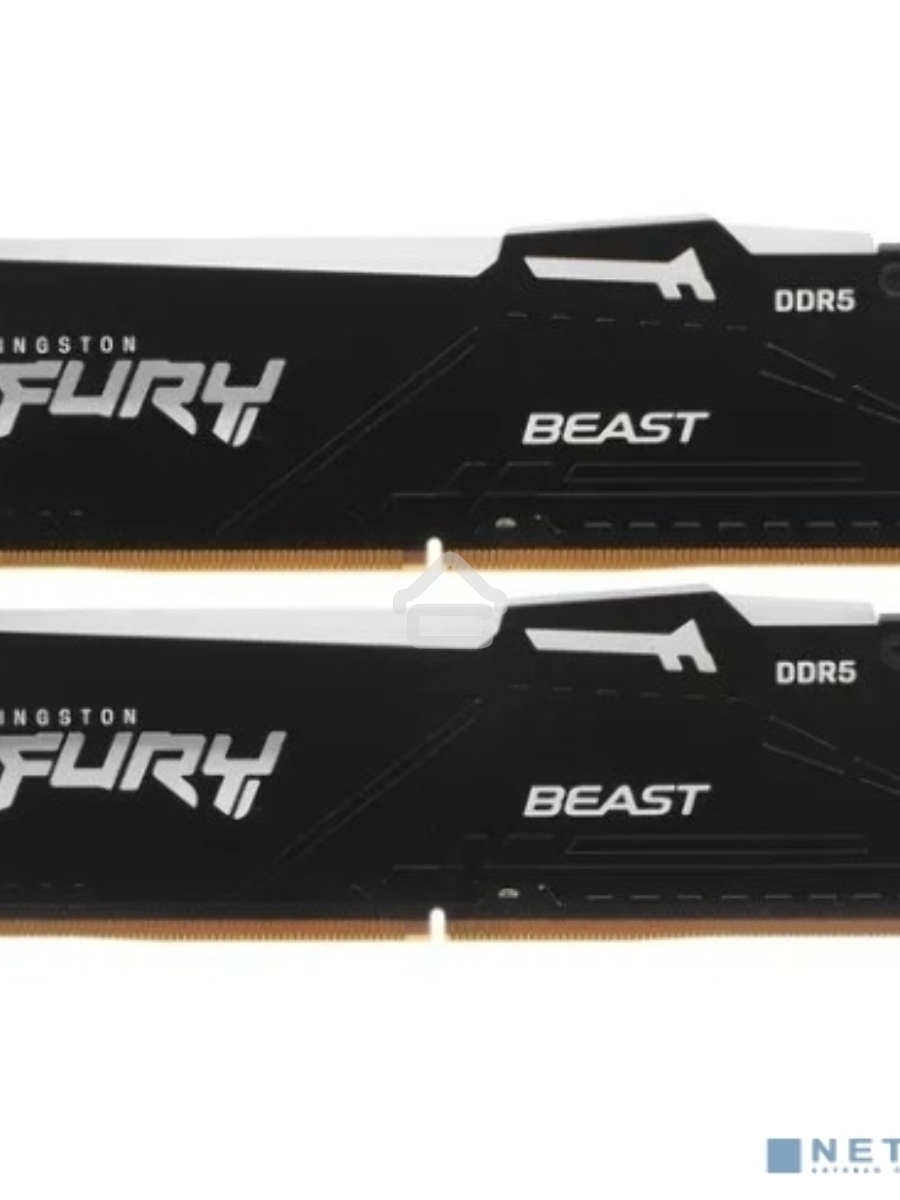 Оперативная память Kingston Fury Beast, DDR5, 32GB (2x16GB), 5600MHz, CL40, DIMM, с радиаторами, RGB, черный