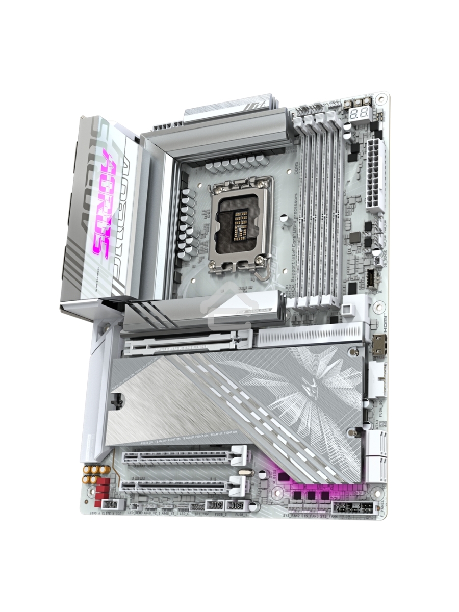 Материнская плата Gigabyte Z890 AORUS ELITE X ICE, LGA 1851, Intel Z890, 4xDDR5, 4xSATA, 5xM.2, 1xPCIe 5.0 x16, 1xPCIe 4.0 x4, 1xPCIe 4.0 x1, 1x 2.5Gb LAN, 4xUSB-A 3.2 Gen 1, 2xUSB-A 3.2 Gen 2, 4xUSB-A 2.0, 1xUSB-C (Thunderbolt 4), 2x3.5 мм, 7.1, ATX