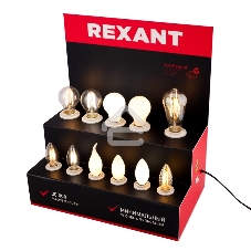 Демо-тестер акриловый для ФИЛАМЕНТА (AC 220V с шнуром питания 1.2 метра, с выключателем на корпусе, цоколи E14 x 6 шт.)