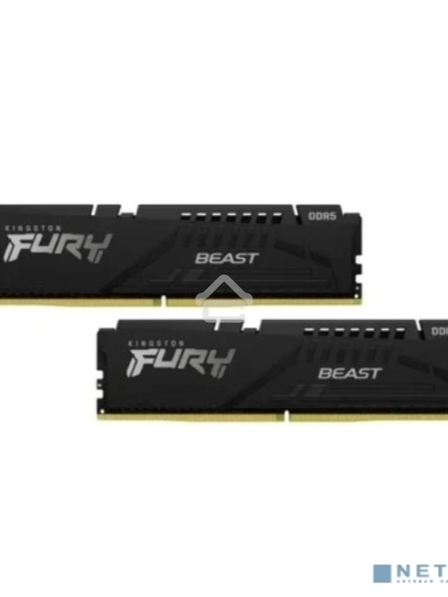 Оперативная память Kingston Fury Beast, DDR5, 32GB (2x16GB), 5200MHz, CL36, DIMM, радиатор, чёрный