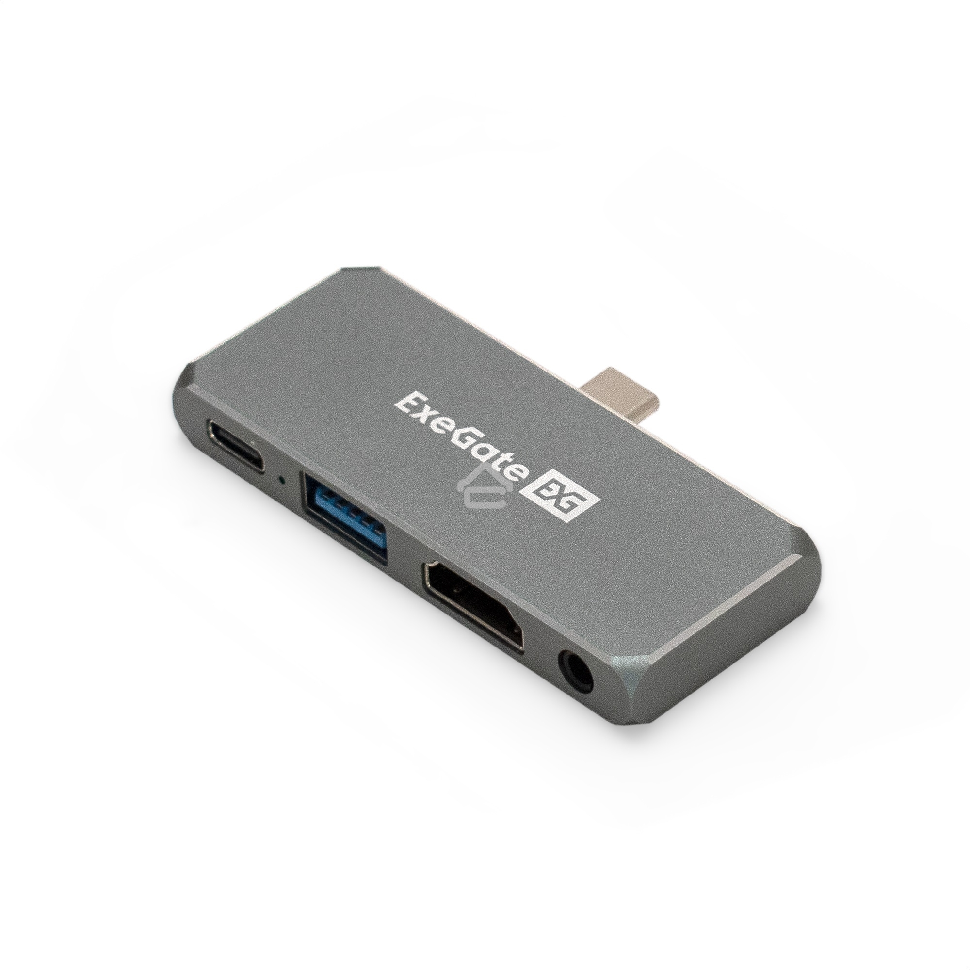 USB-концентратор 5-в-1 ExeGate DUB-31C/PD/HA (кабель-адаптер USB Type-C --> 1xUSB3.0 + Type-C DATA (480Mb/s) + PD 100W + HDMI 4K@30Hz + Audio, Plug&Play, подходит для iPad Pro и мобильных телефонов, серый)