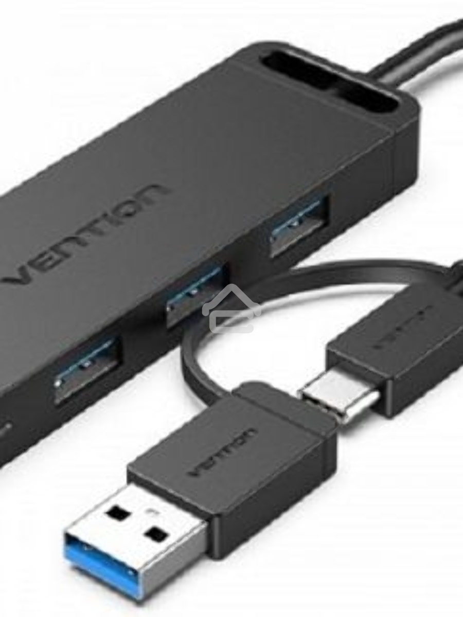 Концентратор Vention OTG USB-C+USB 3.0 / 4xUSB 3.0 порта Черный - 0.15м. Концентратор Vention OTG USB-C+USB 3.0 / 4xUSB 3.0 порта Черный - 0.15м.