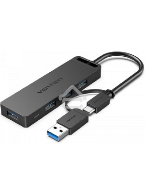 Концентратор Vention OTG USB-C+USB 3.0 / 4xUSB 3.0 порта Черный - 0.15м. Концентратор Vention OTG USB-C+USB 3.0 / 4xUSB 3.0 порта Черный - 0.15м.