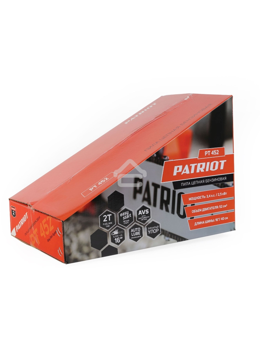 Пила цепная бензиновая PATRIOT PT 452, 3,4л.с., шина 16