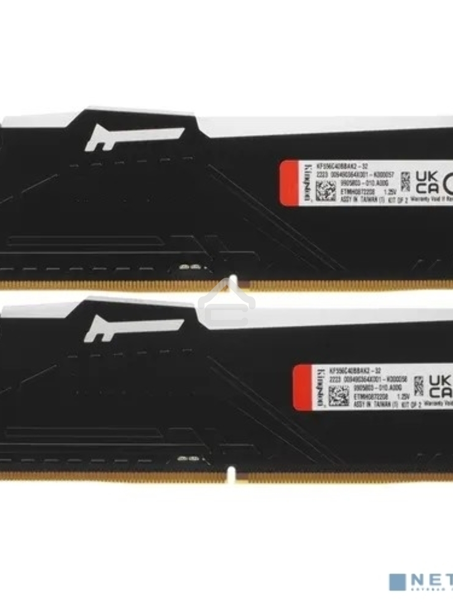 Оперативная память Kingston Fury Beast, DDR5, 32GB (2x16GB), 5600MHz, CL40, DIMM, с радиаторами, RGB, черный