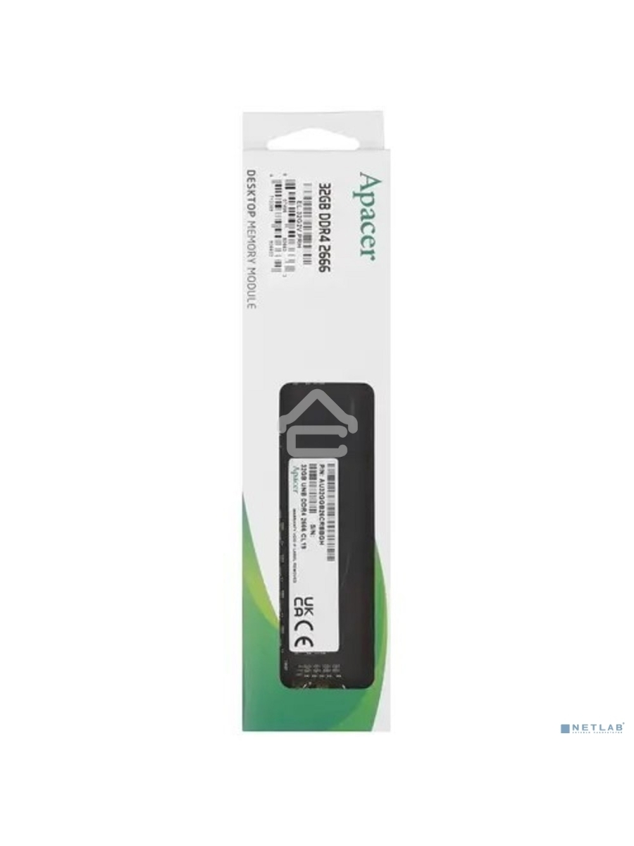Оперативная память Apacer, DDR4, 32GB (1x32GB), 2666MHz, CL19, DIMM