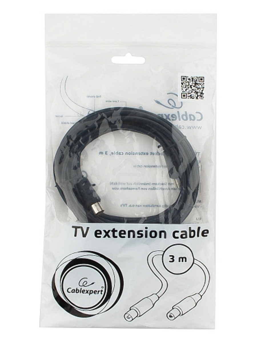 Кабель телевизионный Cablexpert, CCV-515-3M, Coaxial M/F, 3м