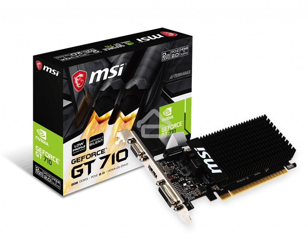 Видеокарта MSI PCI-E GT 710 2GD3H LP nVidia GeForce GT 710 2048Mb 64bit DDR3 954/1600 DVIx1/HDMIx1/CRTx1/HDCP Ret low profile