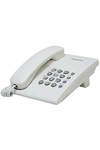 Телефон проводной Panasonic KX-TS2350RUW белый {повтор номера, регул-ка громкости, кр.на стену}