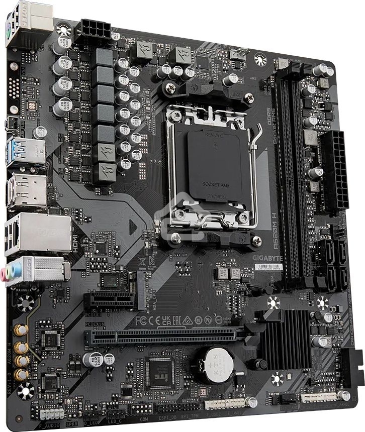 Материнская плата Gigabyte A620M H (V1.2/V2.0), SocketAM5 AMD A620 2xDDR5 mATX AC`97 8ch(7.1) GbLAN RAID+VGA+HDMI