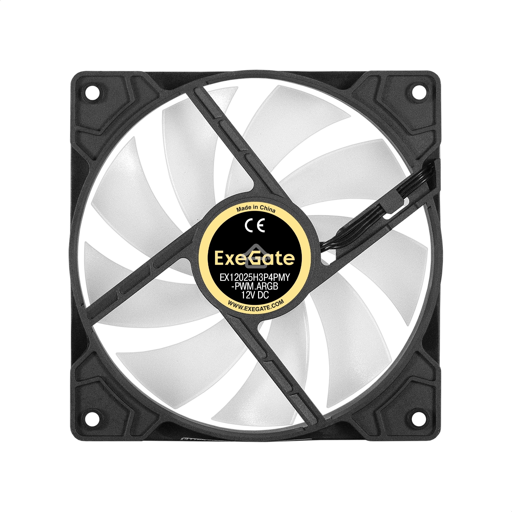 Вентилятор для корпуса ExeGate EX12025H3P4PMY-PWM.ARGb черный, 120 мм, 1800 об/мин, 26 дБ, 4 pin