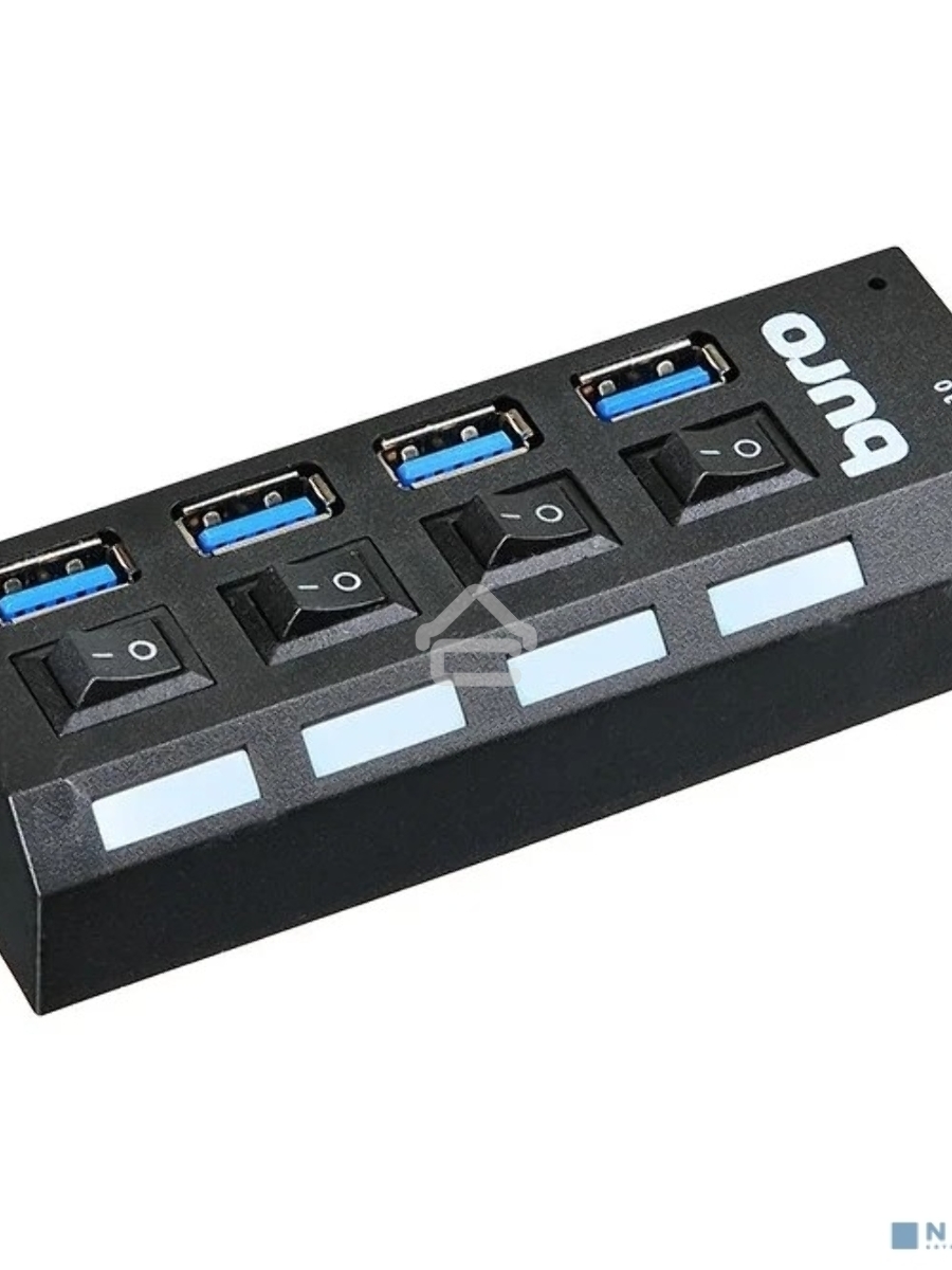 Разветвитель USB 3.0 Buro BU-HUB4-U3.0-L 4порт. черный