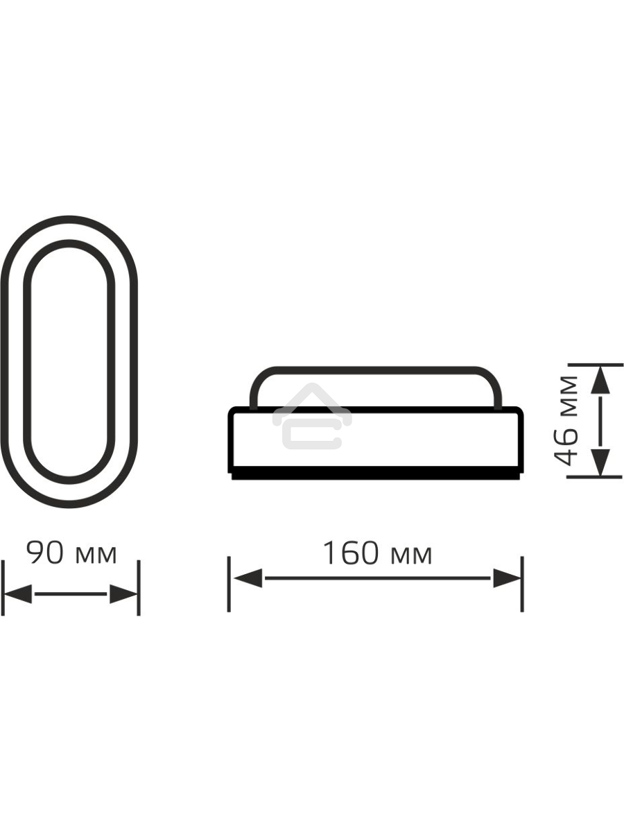 Светильник ЖКХ Elementary овал 8W 680lm 4000K 160-260V IP65 160*90*46мм белый LED