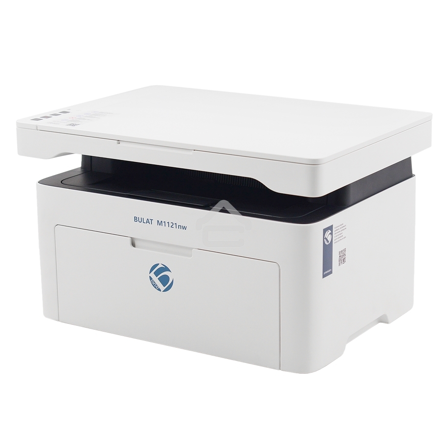 МФУ лазерное BULAT M1121nw, ((A4, лазерное МФУ, ч/б, печать/скан/копирование, 600dpi, 21ppm, 128Mb, процессор 1,2ГГц, сканирование 20 с/ лист А4, копирование до 21 стр/мин, вх. лоток 150л, вых. лоток 100л, бумага 70-120г/м2, белый корпус, USB/LAN/WiFi, на