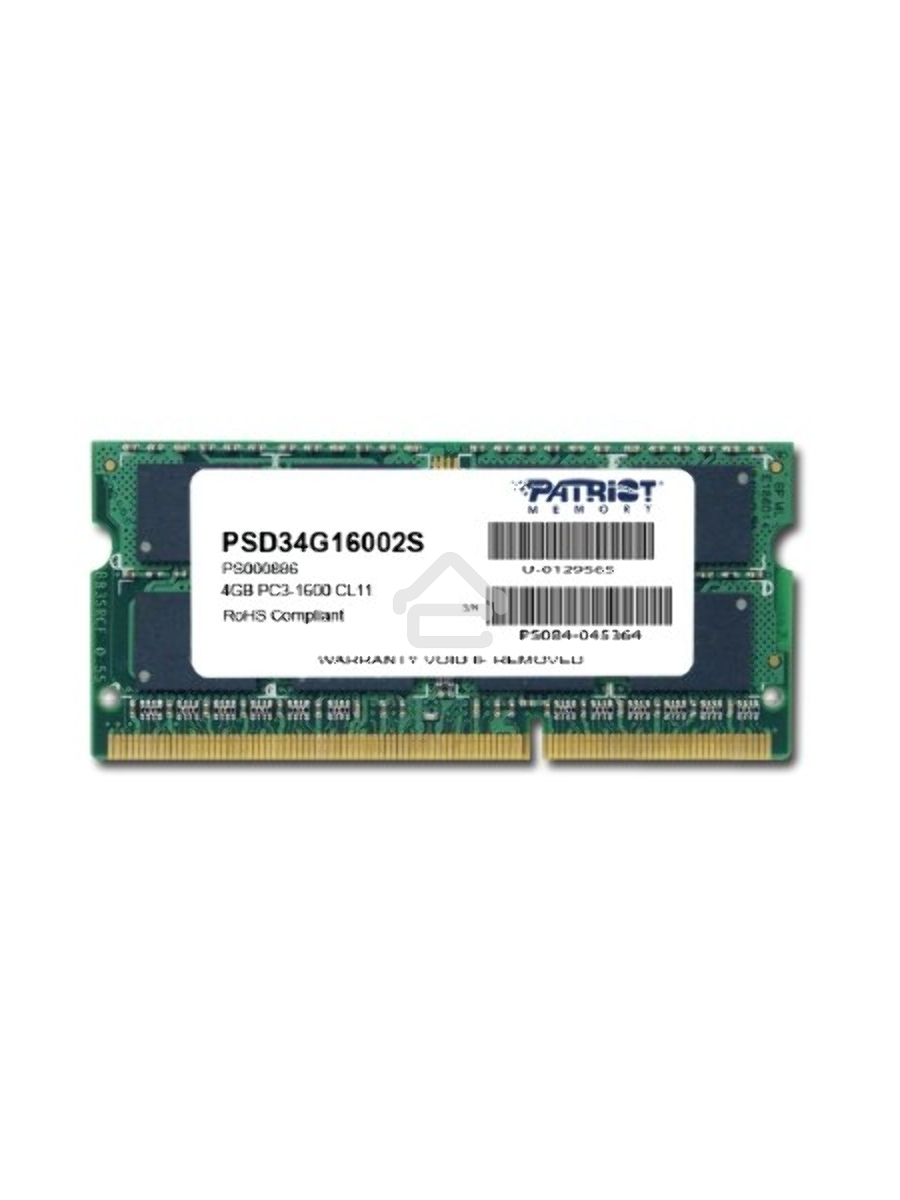 Оперативная память Patriot, DDR3, 4GB (1x4 GB), 1600 MHz, CL11, SO-DIMM